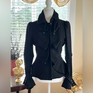 BCBGMaxAzria Black Ruffled Blazer
